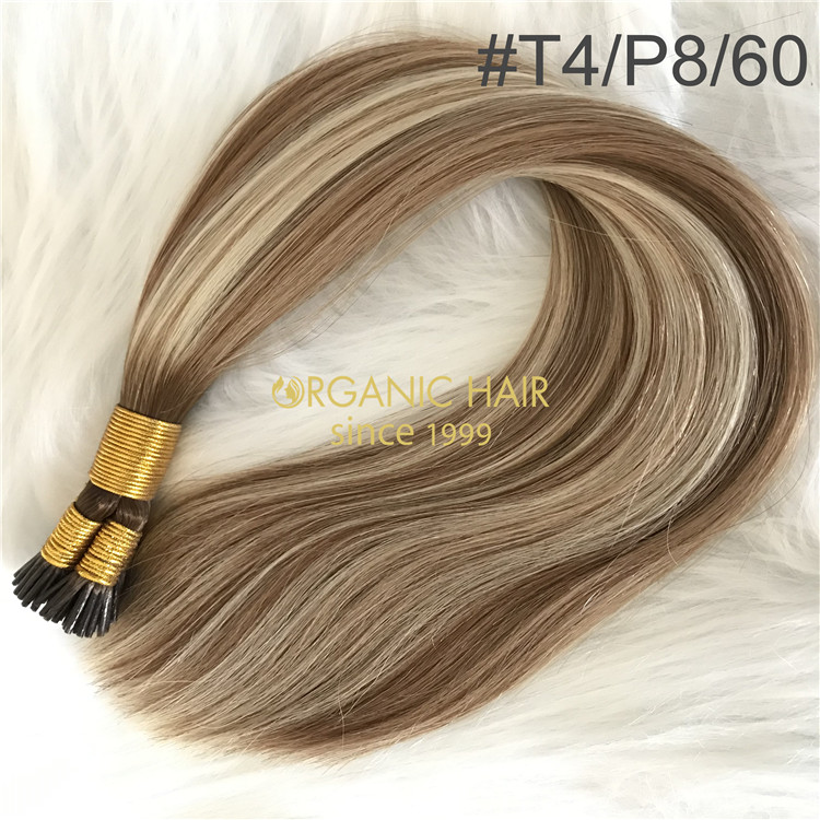 Customized human itip hair extensions #T4/P8/60 color X207